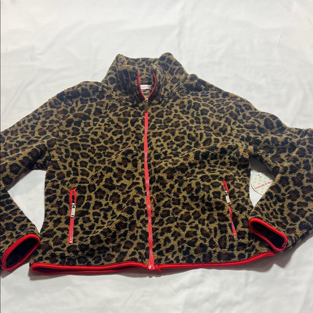 Seventh and sunset cheetah print zip up Sherpa NWT size Medium